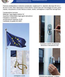 Pennone portabandiera con banner issabile e sistema di fune interna